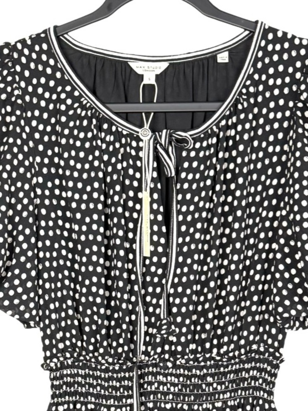 NWT Max Studio London Polka Dot Smocked Tiered Maxi Dress Size S - Picture 6 of 10